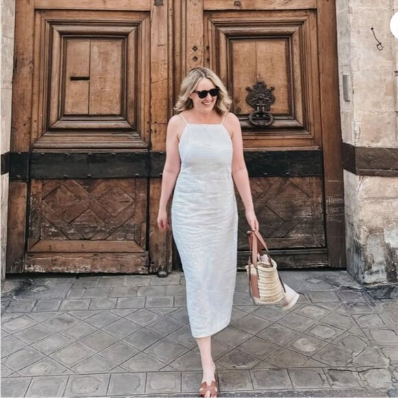 NWT Madewell $110 Goldie Midi Dress 100% Linen White Size 2 NL435 - Picture 2 of 7